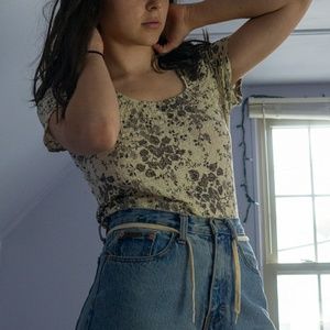 Vintage Floral Ruffle Top